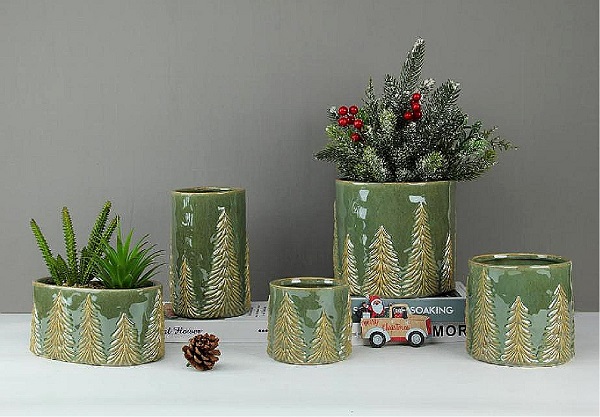 Albistearen goiburua: Gabonetako apaingarriak giro leuna izan nahi al duzu? Zeramikazko erliebedun pinu loreontzi hau izango al da zure gogokoena?