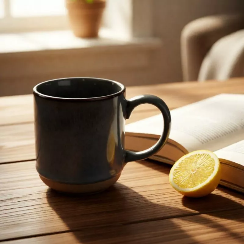 Bidaiarako zeramikazko katilu gris moderno sinplea