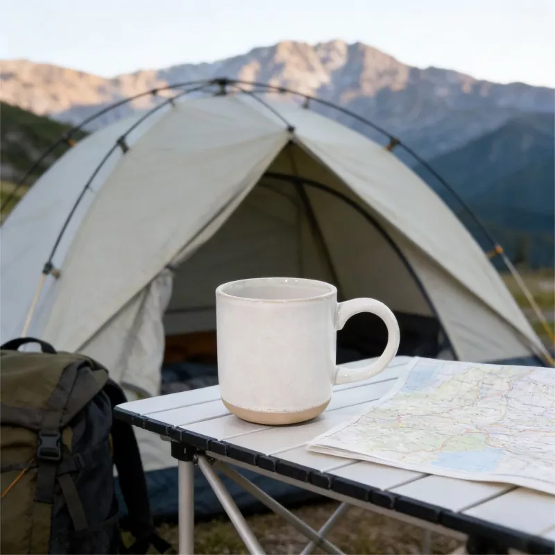 Bidaietako zeramikazko katilu zuri moderno sinplea
